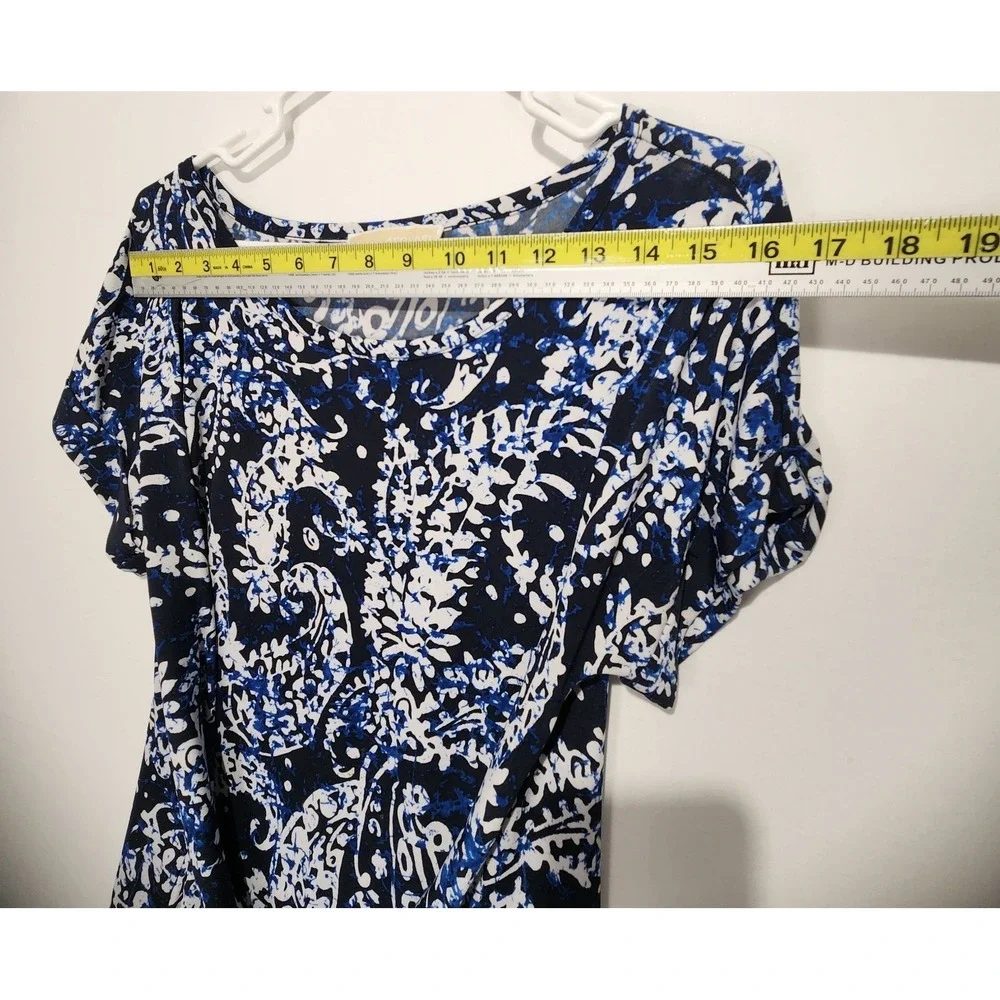 Michael Kors Women's Floral Elegant Classy Dress Blue/White Size‎ L